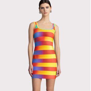 NWT - HERVE LEGER PARIS Rainbow Bandage Scoop Tank Mini Dress Size S (Sold Out)